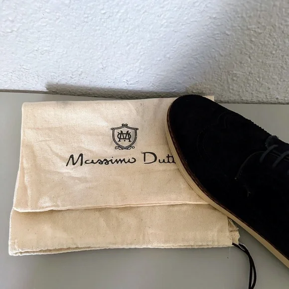 Men's MASSIMO DUTTI Suede Wingtip Oxford Shoes Lace-Up Perforated Loafer‎ Navy
